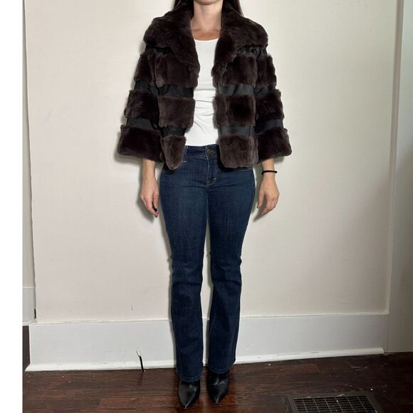 Diane Von Furstenberg Rex Rabbit Jacket Size S - Picture 3 of 11